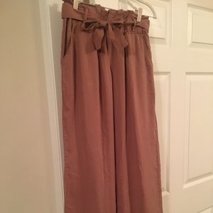 High-Waisted Rust Pink Paperbag Trouser